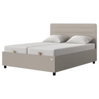 OBLAZINJENA POSTELJA   x  , tekstil, usnje, leseni material bež  - črna/bež, Konvencionalno, tekstil/leseni material (180/200cm) - Hespo