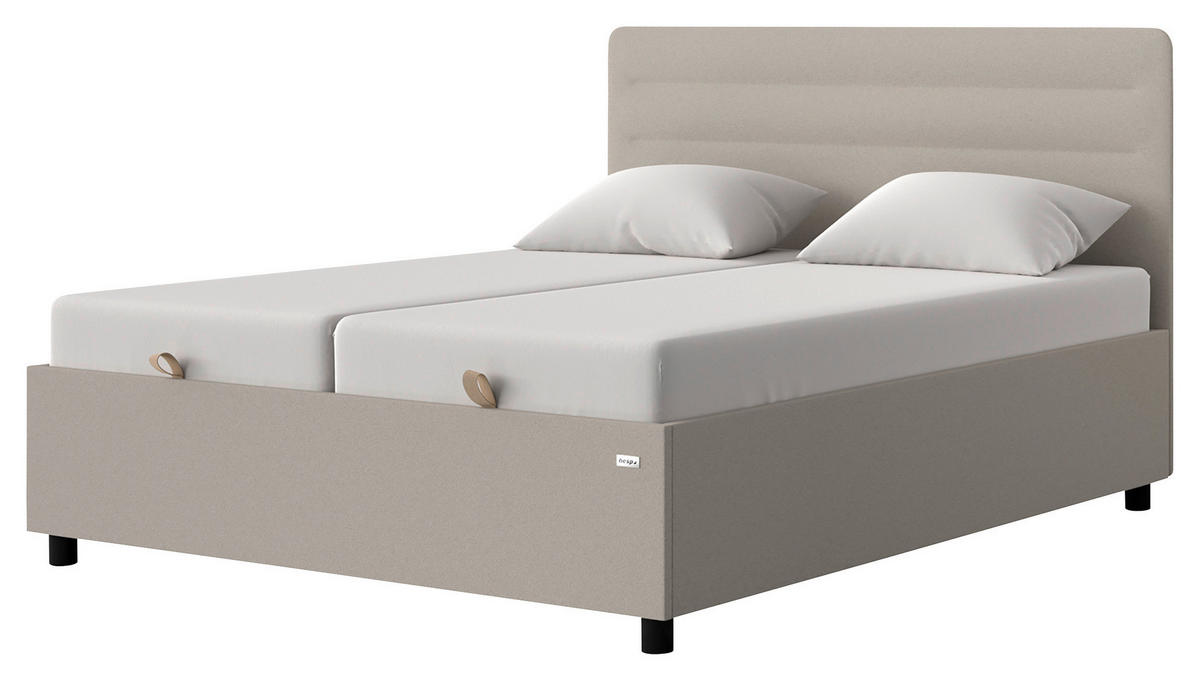 OBLAZINJENA POSTELJA   x  , tekstil, usnje, leseni material bež  - črna/bež, Konvencionalno, tekstil/leseni material (180/200cm) - Hespo