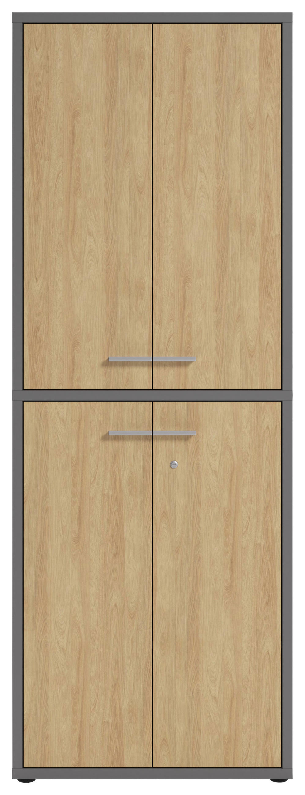 AKTENSCHRANK Eiche Grau, Hickory  - Grau/Hickory, MODERN, Holz/Holzwerkstoff (78,1/215,4/40cm) - Novel