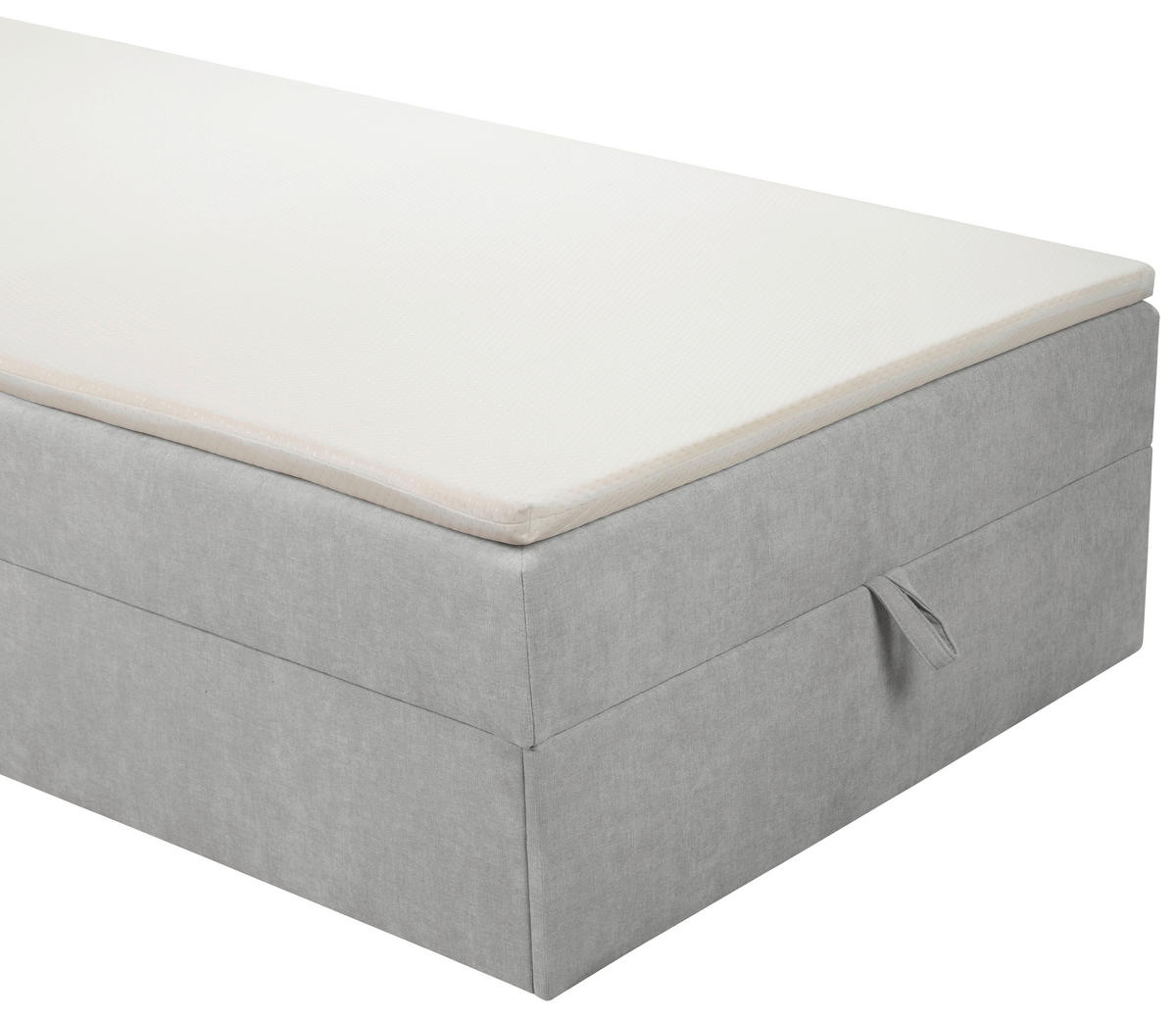 BOXBETT 100/200 cm,  in Hellgrau, Matratze, gepolstertes Kopfteil, Bettkasten, Topper, H3 = fest  - Hellgrau/Schwarz, Basics, Kunststoff/Textil (100/200cm) - Chameo