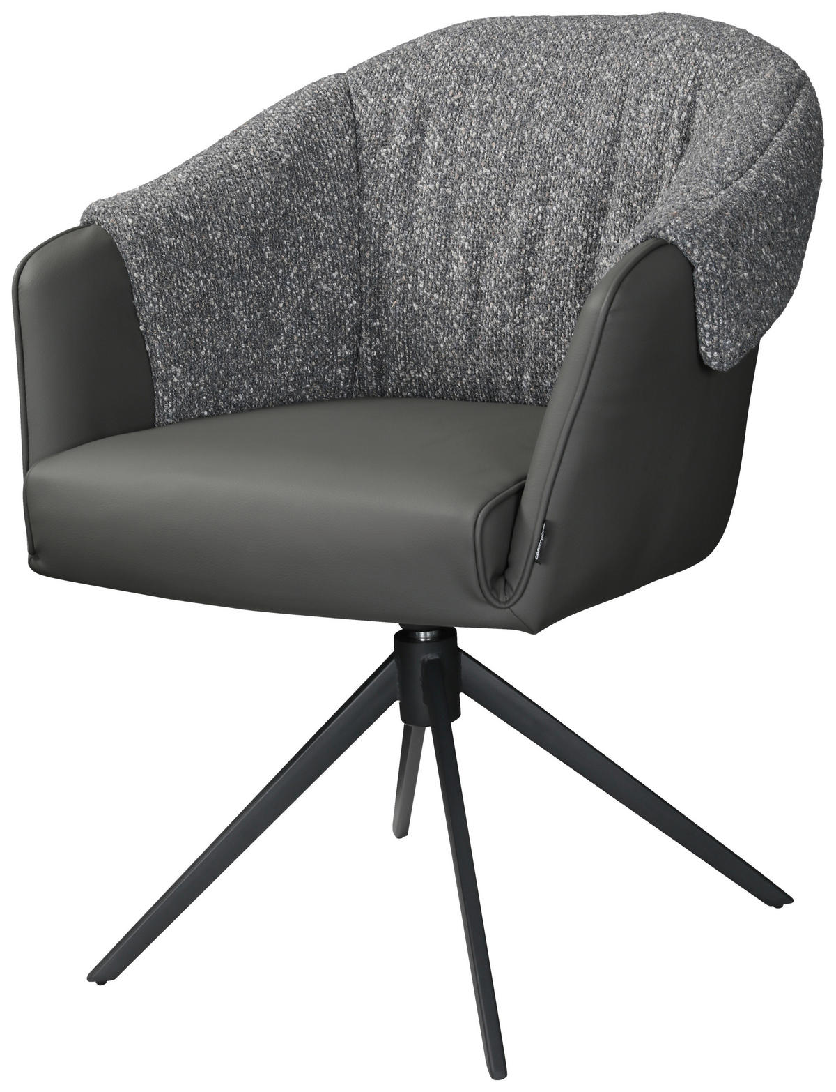 ARMLEHNSTUHL  Sitzfläche 360° drehbar, automatische Rückholfunktion Lederlook, Leinenoptik  Grau, Schwarz  - Schwarz/Grau, Design, Textil/Metall (68,5/83/65,5cm) - Carryhome