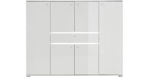 SCHUHSCHRANK 160/127/34 cm - Alufarben/Weiß, Design, Holzwerkstoff/Metall (160/127/34cm) - Voleo