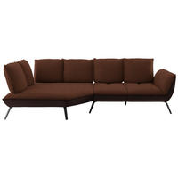 ECKSOFA Kupferfarben Flachgewebe Nierenkissen, Rücken echt, Sitztiefenverstellung  - Schwarz/Kupferfarben, Design, Textil/Metall (169/320cm) - Moderano