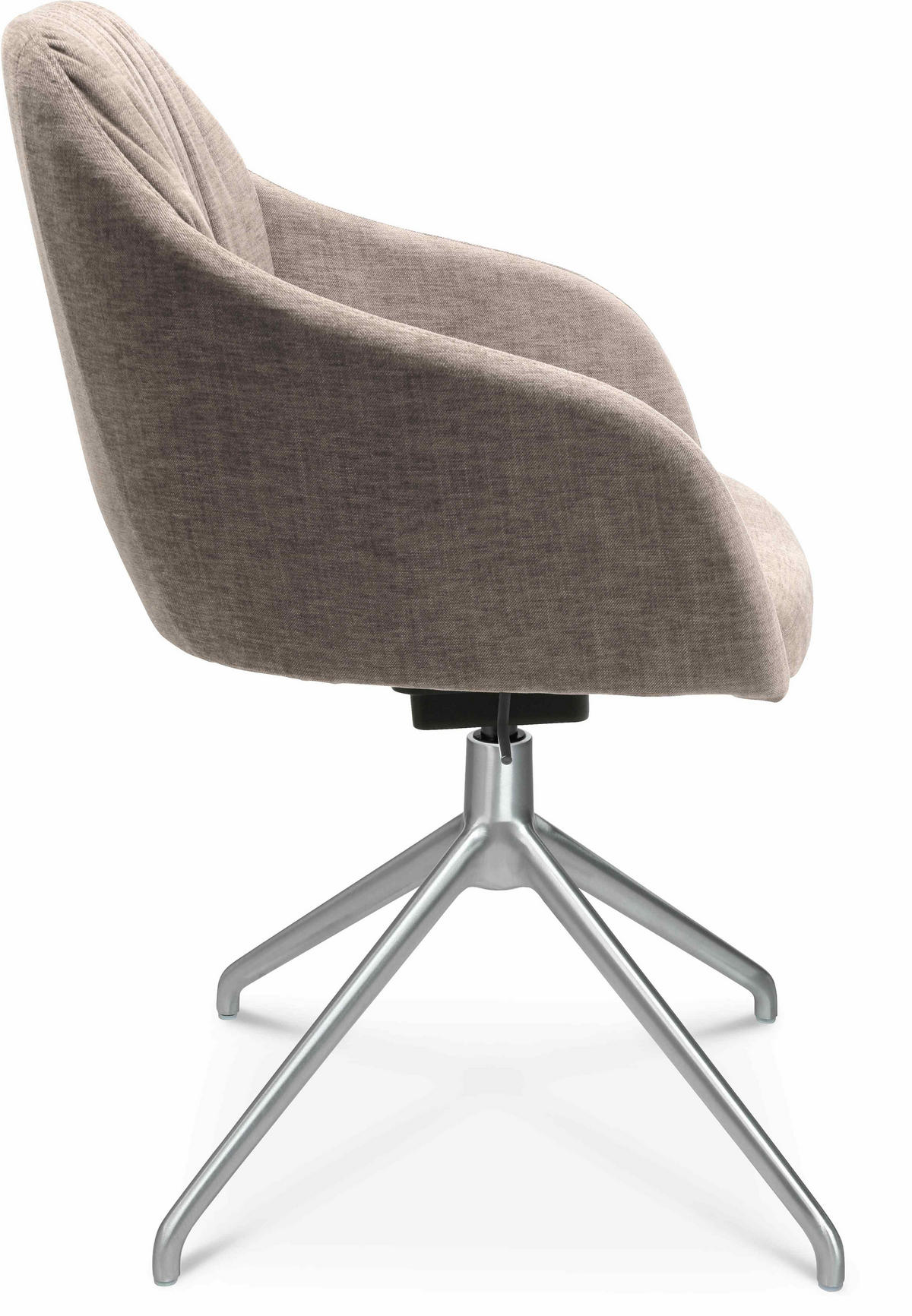 ARMLEHNSTUHL  in Aluminium Velours  - Ecru/Alufarben, Design, Textil/Metall (58/81,5-84,5/60cm) - Johann Jakob