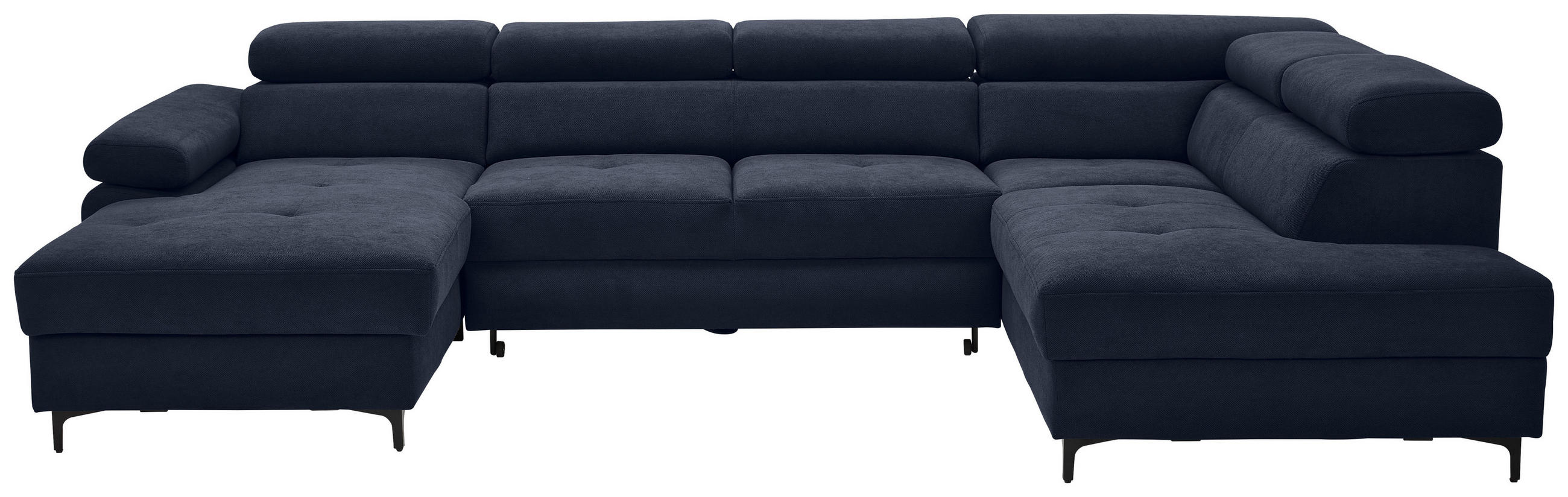 WOHNLANDSCHAFT inkl. Funktion Dunkelblau Flachgewebe  - Schwarz/Dunkelblau, MODERN, Textil/Metall (180/333/206cm) - Stylife