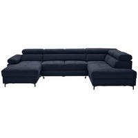 WOHNLANDSCHAFT inkl. Funktion Dunkelblau Flachgewebe  - Schwarz/Dunkelblau, MODERN, Textil/Metall (180/333/206cm) - Stylife