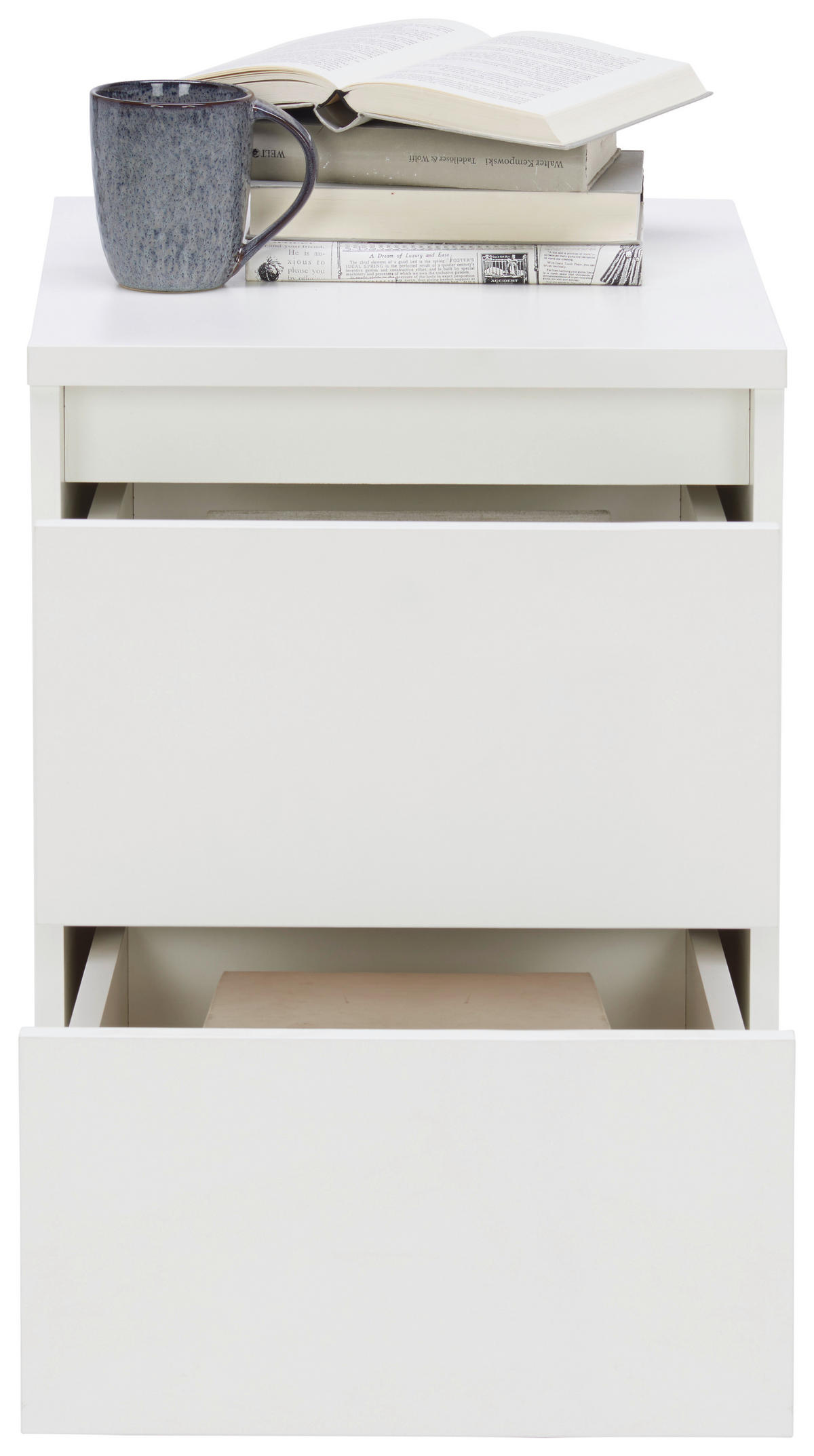 NOPTIERĂ in alb  - alb/culoare aluminiu, Design, plastic/material pe bază de lemn (40/55/48cm) - Carryhome