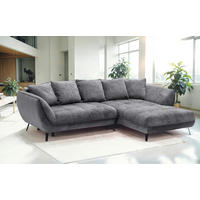 ECKSOFA in Struktur Graphitfarben, Grau  - Graphitfarben/Schwarz, Design, Textil/Metall (282/187cm) - Livetastic
