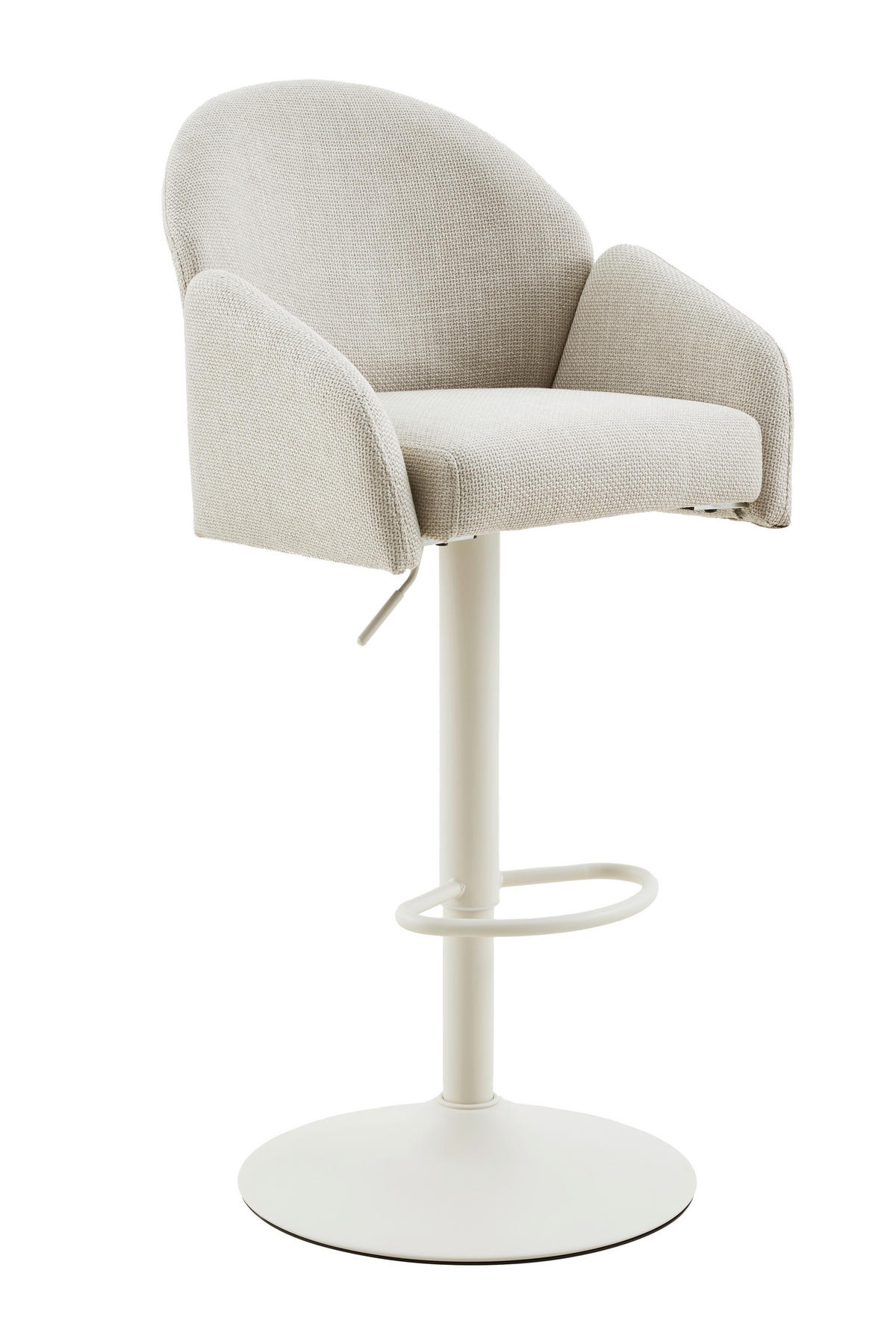 BARHOCKER-SET Webstoff Beige Stahl erweiterbar, Sitzfläche 360° drehbar  - Beige/Creme, MODERN, Textil/Metall (51,5/96-117/53cm) - MID.YOU