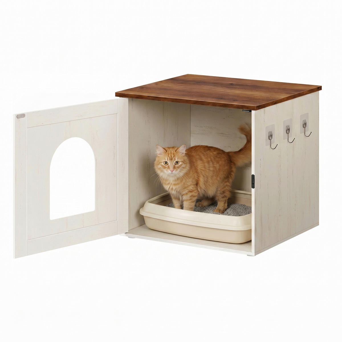 KATZENTOILETTE - Braun/Weiß, Trend, Holzwerkstoff (55/50/50cm) - Boxxx