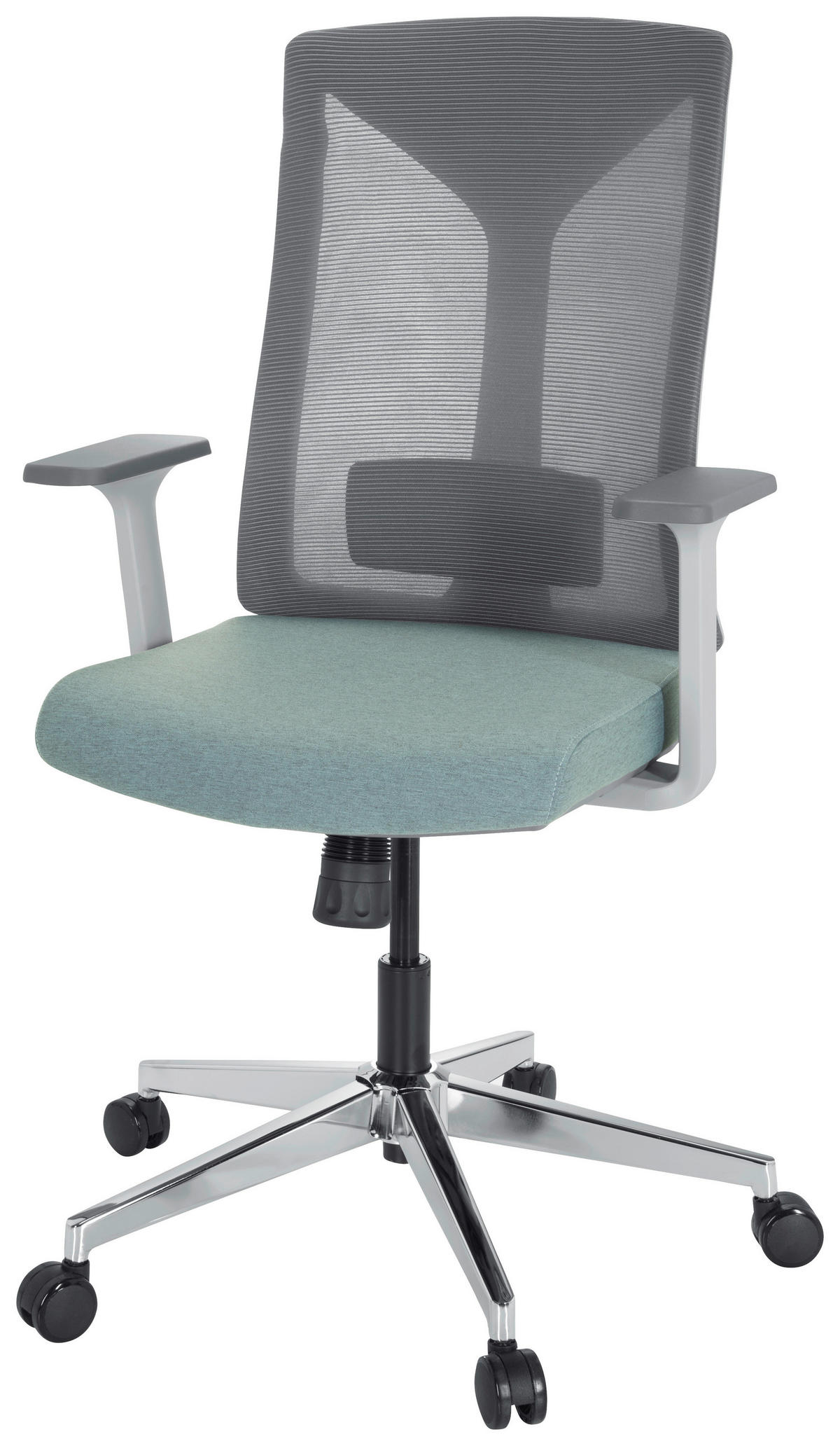 OTOČNÁ ŽIDLE, síťovina, plochá tkanina, šedá, bílá, mátově zelená - šedá/bílá, Moderní, kov/textil (63/116/66cm) - MID.YOU