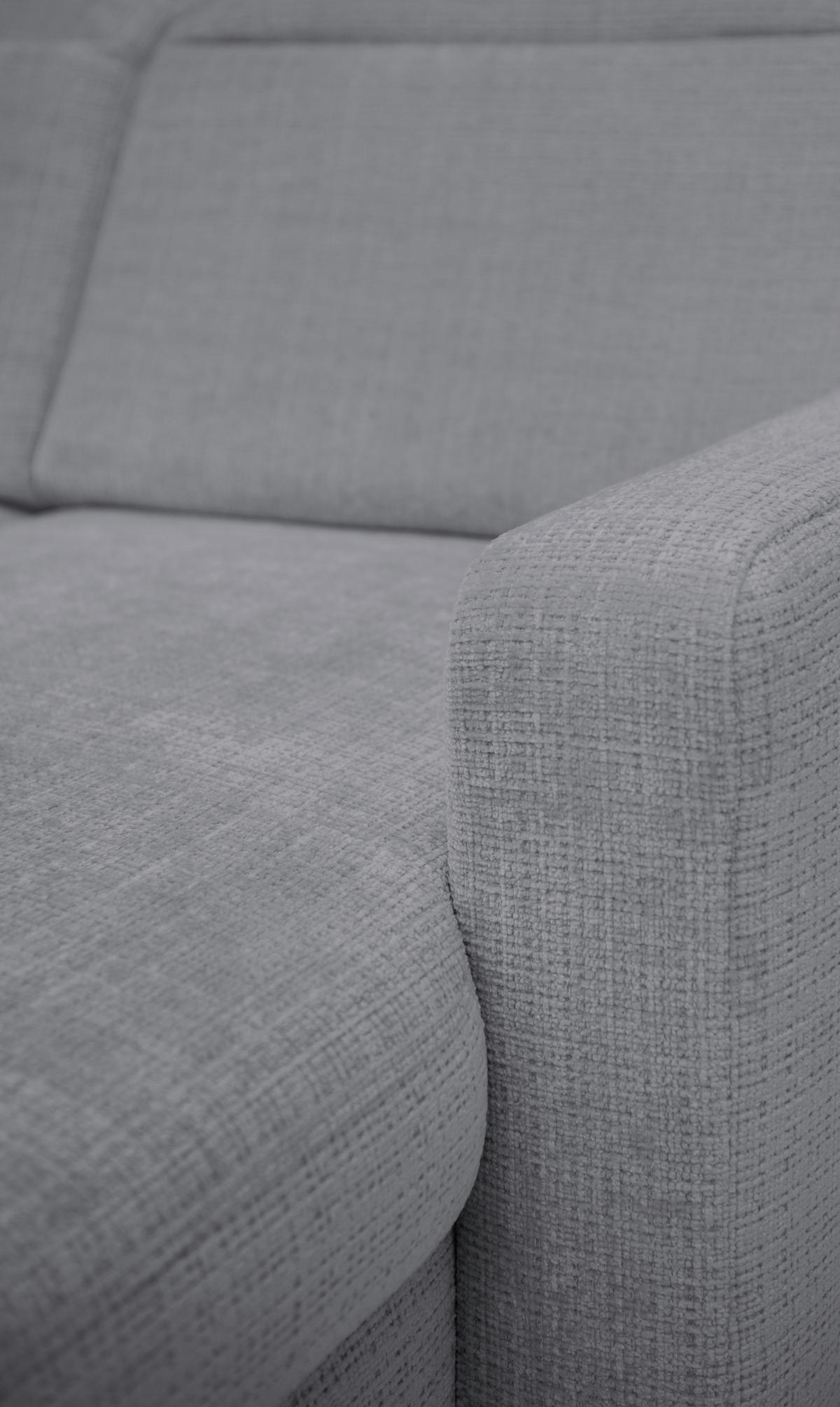 ECKSOFA FABIO Dunkelgrau Chenille Bettkasten, Kopfteilverstellung  - Dunkelgrau/Schwarz, Design, Textil/Metall (174/223cm) - Livetastic