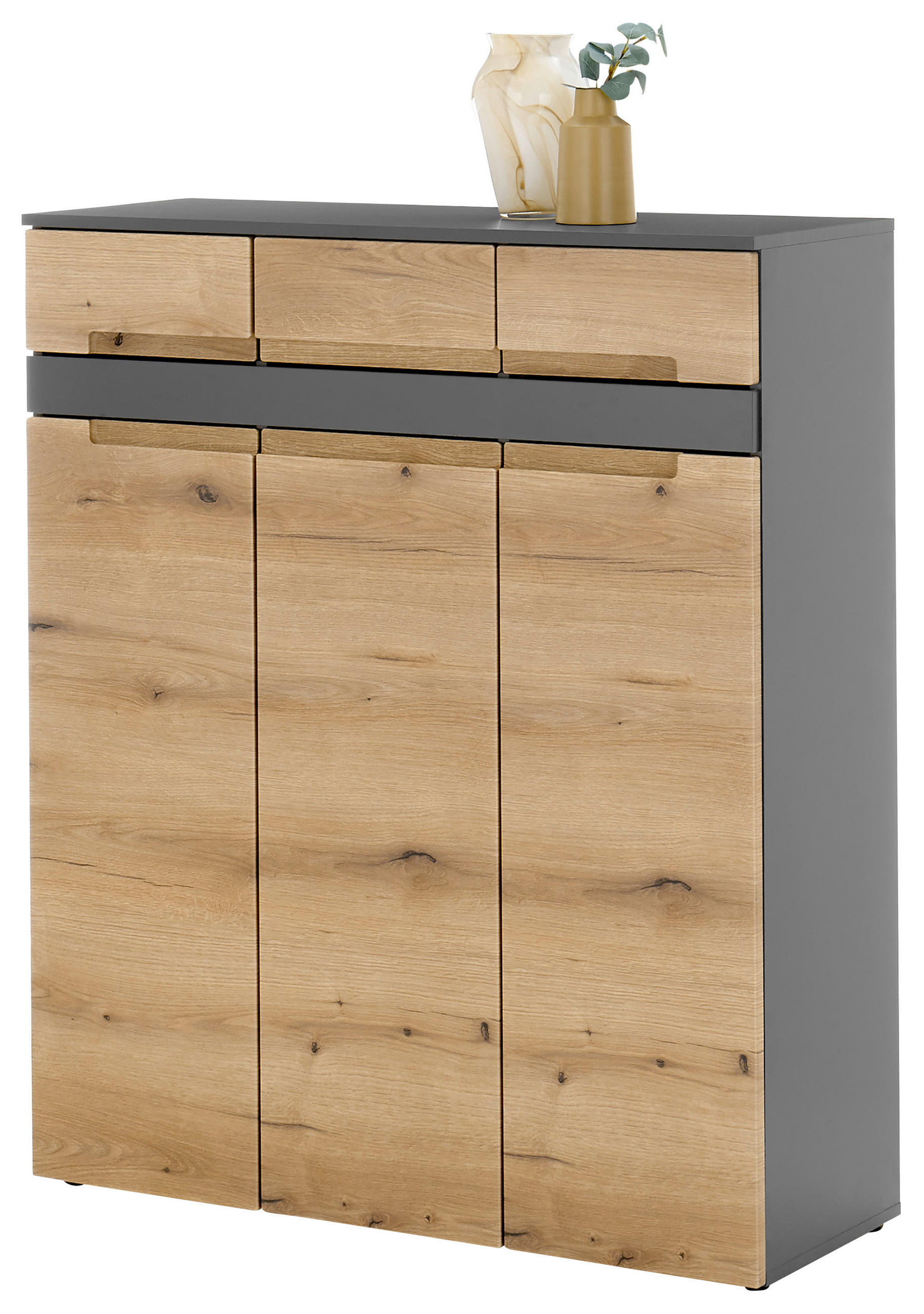 OMARA ZA ČEVLJE antracit, barve hrasta - črna/barve hrasta, Design, umetna masa/leseni material (105/125/38cm) - MID.YOU