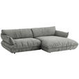 ECKSOFA  in Flachgewebe Grau  264/185 cm  - Schwarz/Grau, Design, Kunststoff/Textil (264/185cm) - Belluti