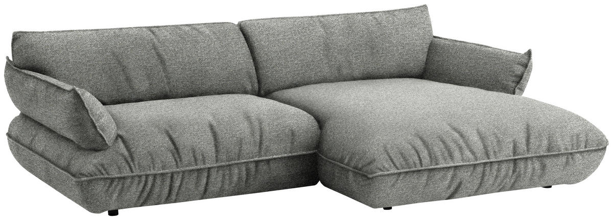 ECKSOFA  in Flachgewebe Grau  264/185 cm  - Schwarz/Grau, Design, Kunststoff/Textil (264/185cm) - Belluti