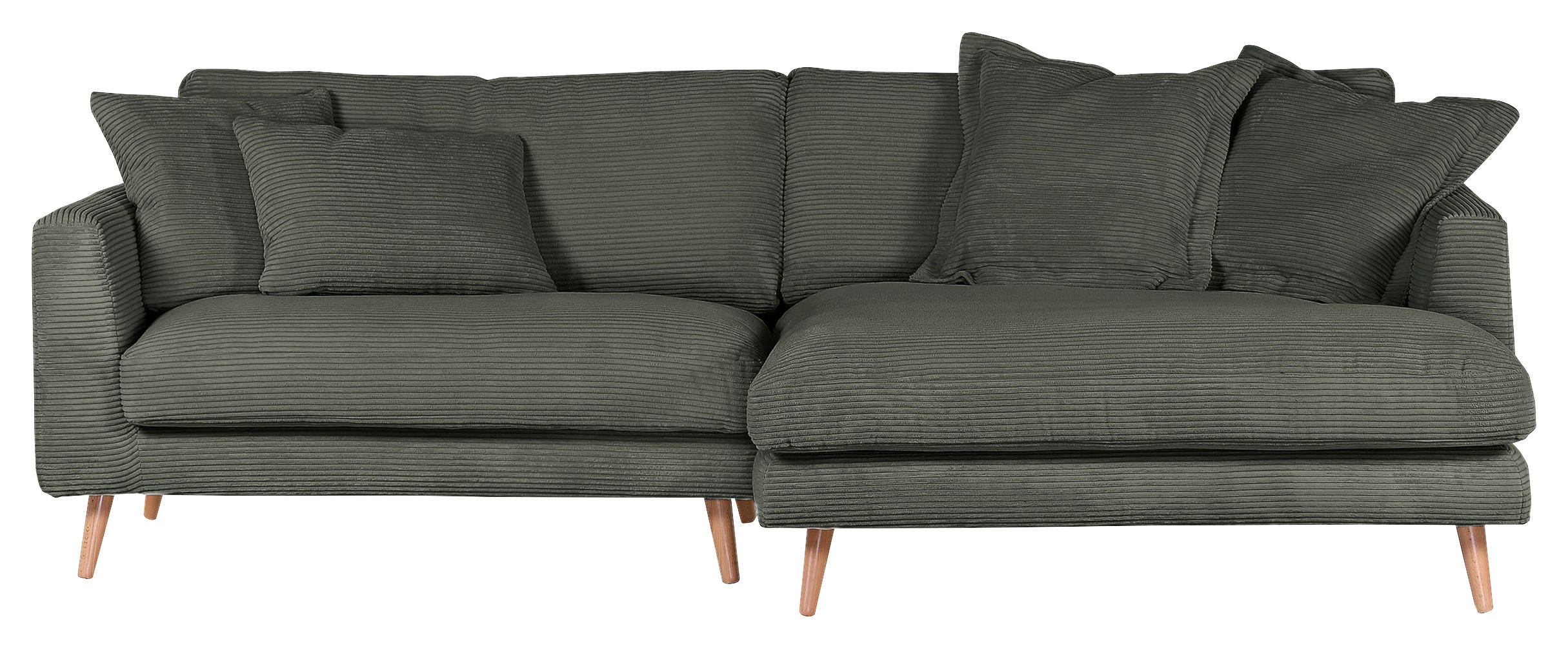 ECKSOFA in Cord Dunkelgrün  - Dunkelgrün/Naturfarben, Romantik / Landhaus, Holz/Textil (270/140cm) - Landscape