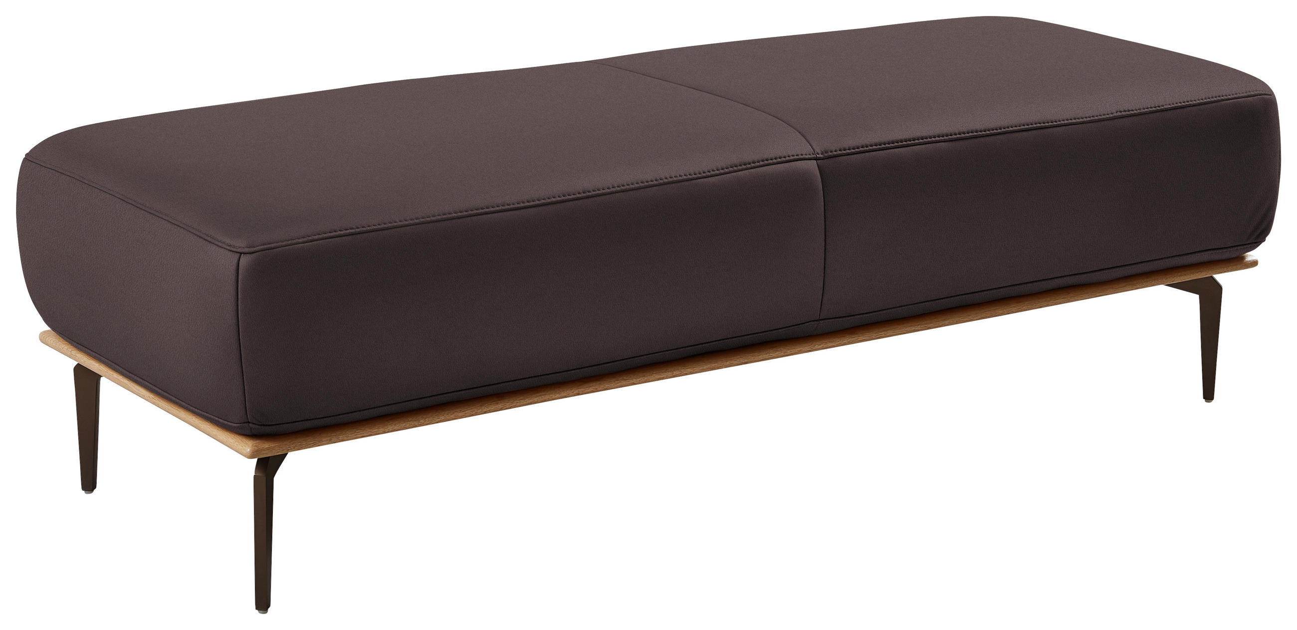 HOCKER in Holz, Leder Dunkelbraun  - Dunkelbraun/Bronzefarben, Design, Leder/Holz (151/44/61cm) - Valnatura