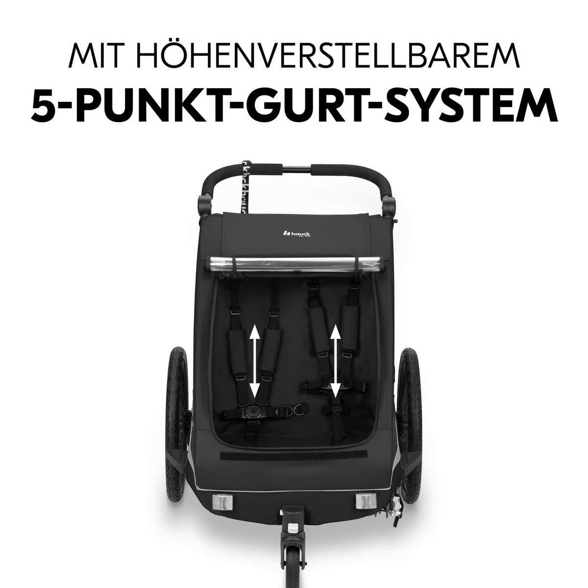 FAHRRADANHÄNGER   Dryk Duo Plus  - Schwarz, Basics, Kunststoff/Textil (79/107/114cm) - Hauck