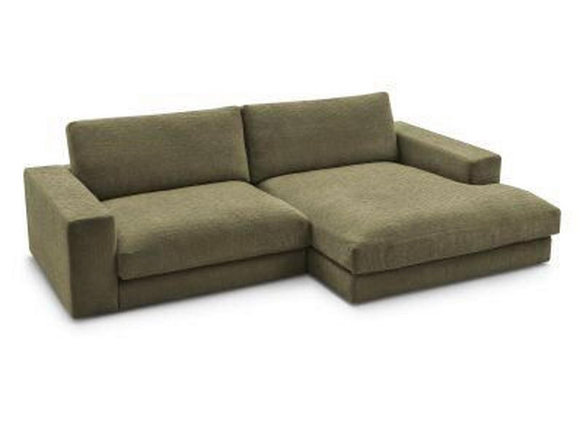 ECKSOFA Ottomane rechts  LEONARD  Grün Struktur  - Schwarz/Grün, MODERN, Kunststoff/Textil (274/159cm)