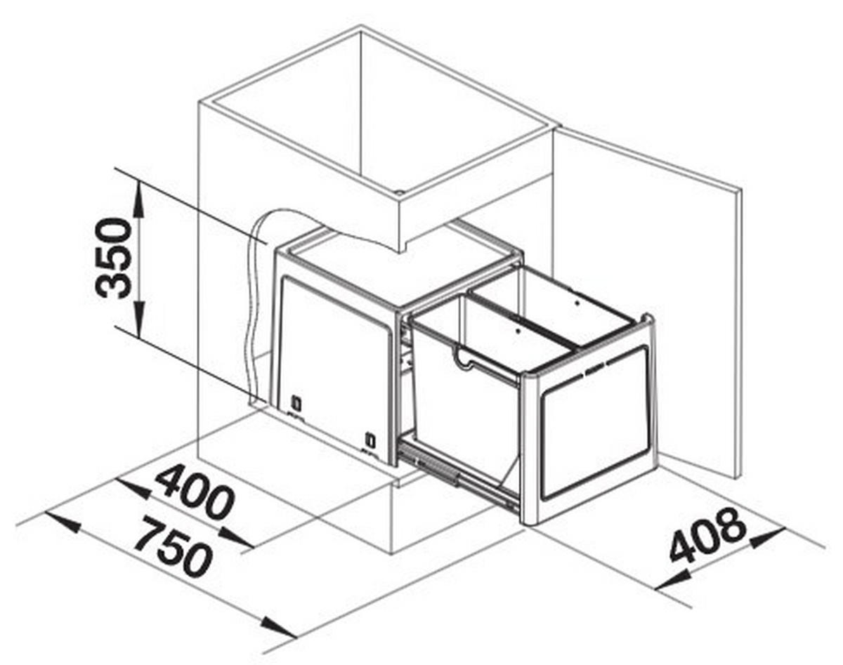 EINBAUABFALLSAMMLER 26 L  - Anthrazit, Basics, Kunststoff/Metall (40,8/35/40cm) - Blanco