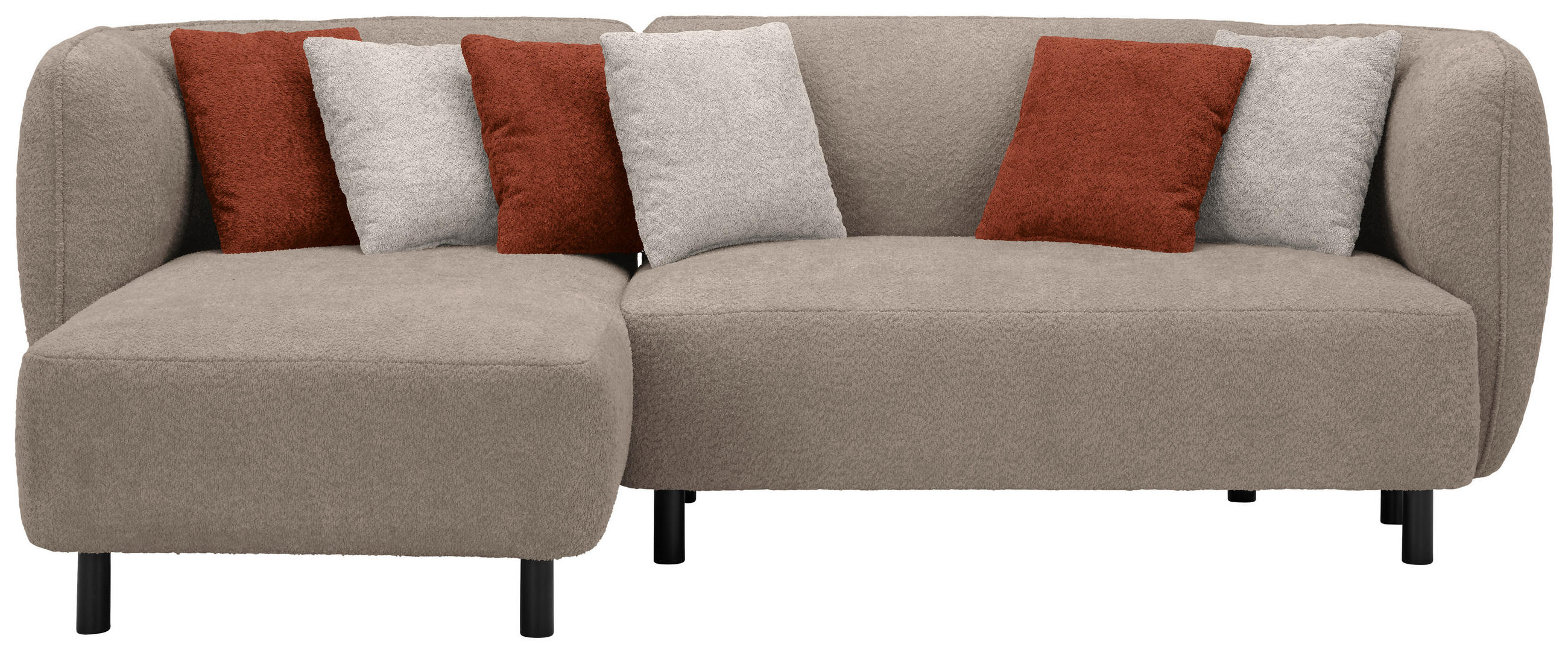 ECKSOFA in Chenille Braun  - Sandfarben/Rostfarben, Design, Holz/Textil (148/236cm) - Lomoco