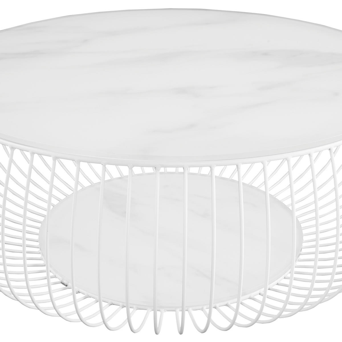 COUCHTISCH Klarglas 86/86/35 cm rund Weiß  - Weiß, Design, Glas/Metall (86/86/35cm) - Livetastic