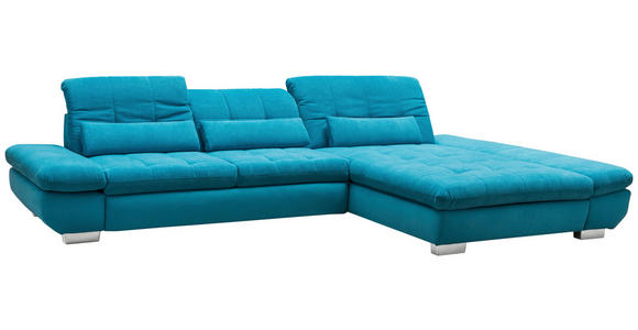 ECKSOFA in Mikrofaser Türkis  - Türkis/Schwarz, Design, Textil/Metall (204/341cm) - Xora