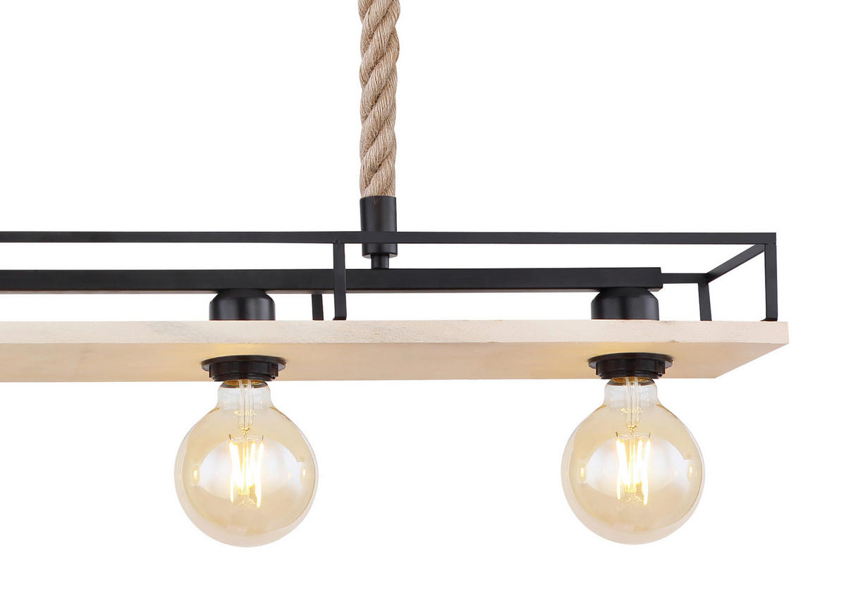 HÄNGELEUCHTE 95/15/120 cm   - Schwarz/Braun, Basics, Naturmaterialien/Holz (95/15/120cm) - Globo