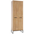 GARDEROBENSCHRANK in 66/196/38 cm - Eichefarben/Schwarz, Design, Holzwerkstoff/Metall (66/196/38cm) - Xora