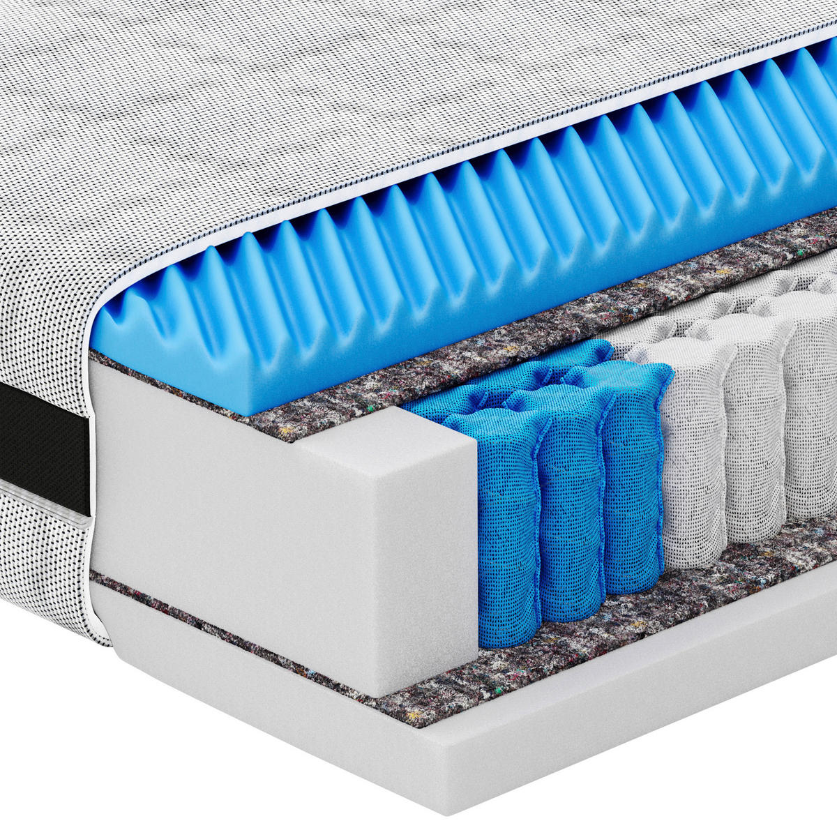 TASCHENFEDERKERNMATRATZE 180/200 cm, Höhe ca.: 26 cm, H2 = mittel, 7-Zonen - Grau, Basics, Textil (180/200cm) - Esposa