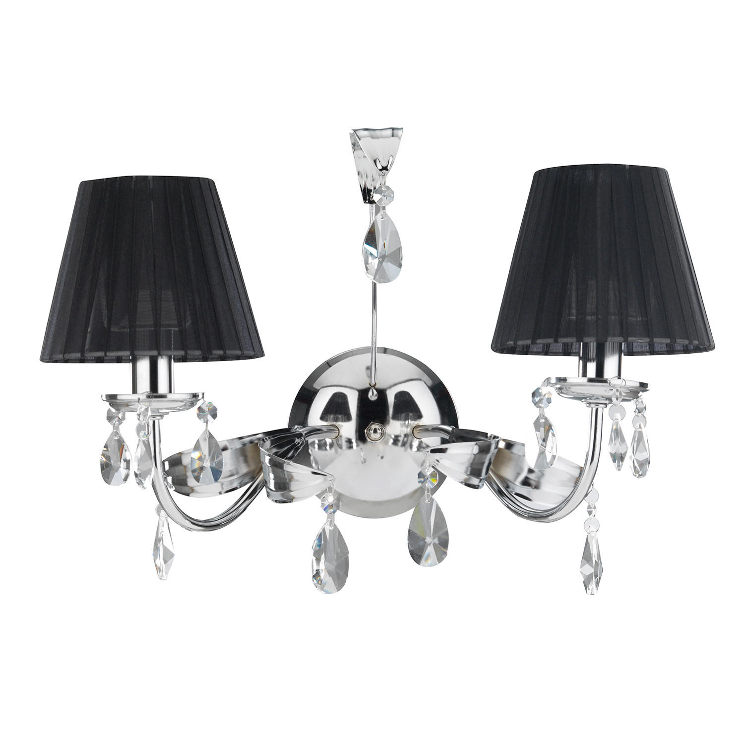 WANDLEUCHTE 46/24/30 cm   - Chromfarben/Schwarz, KONVENTIONELL, Glas/Textil (46/24/30cm)