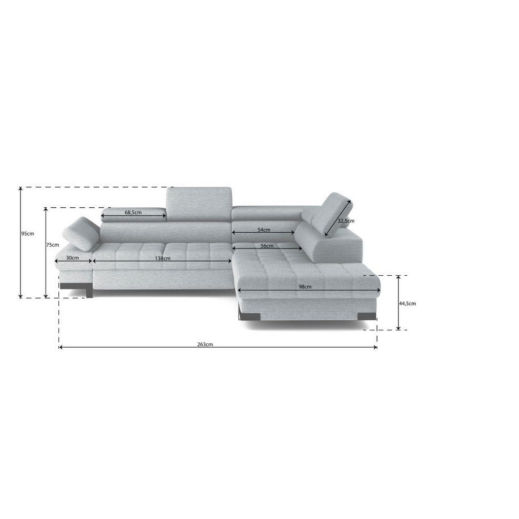 Thumbnail - Welnova Ecksofa, Dunkelgrün, Textil, Uni, 5-Sitzer, Ottomane links, L-Form, 263x223 cm, Typenauswahl, Bettkasten erhältl...