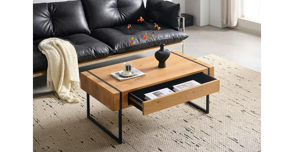 COUCHTISCH in Holz, Metall, Holzwerkstoff 110/59,4/45 cm  - Eichefarben/Schwarz, Design, Holz/Holzwerkstoff (110/59,4/45cm) - Carryhome