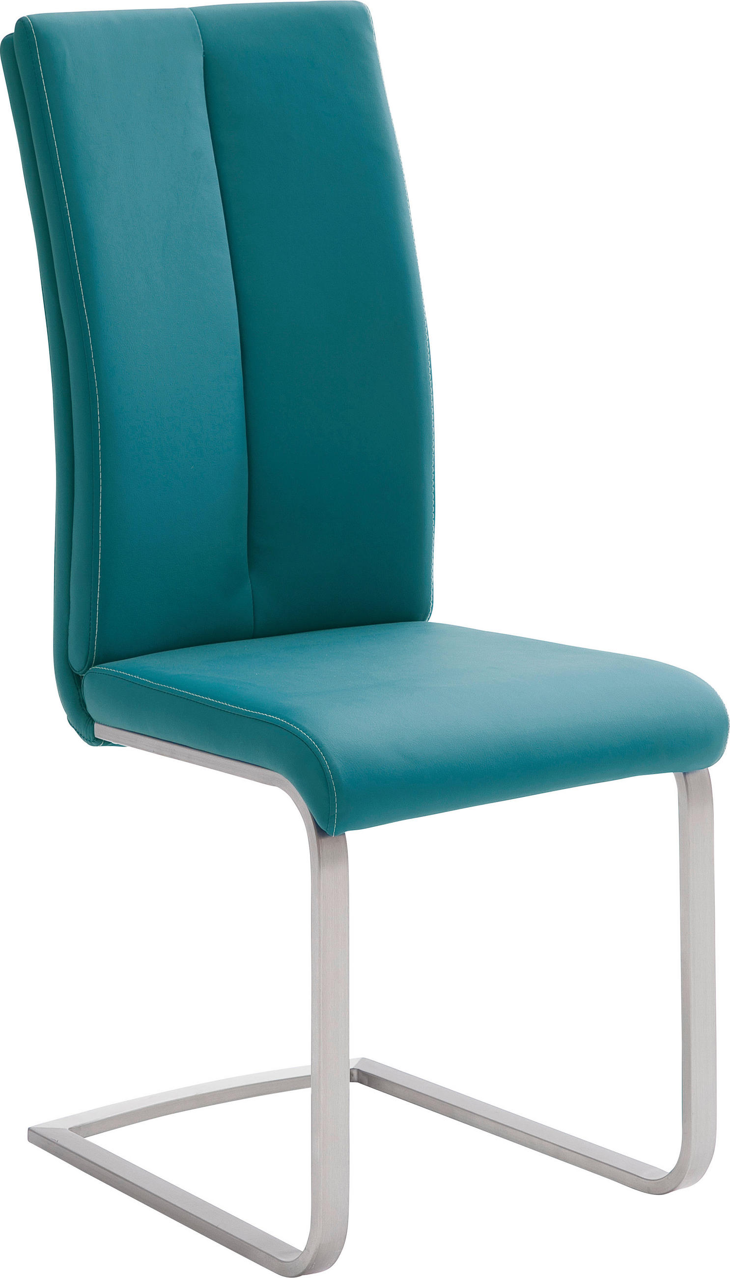 SCHWINGSTUHL  in Edelstahl Lederlook  - Edelstahlfarben/Petrol, Design, Textil/Metall (42/104/61cm) - MID.YOU