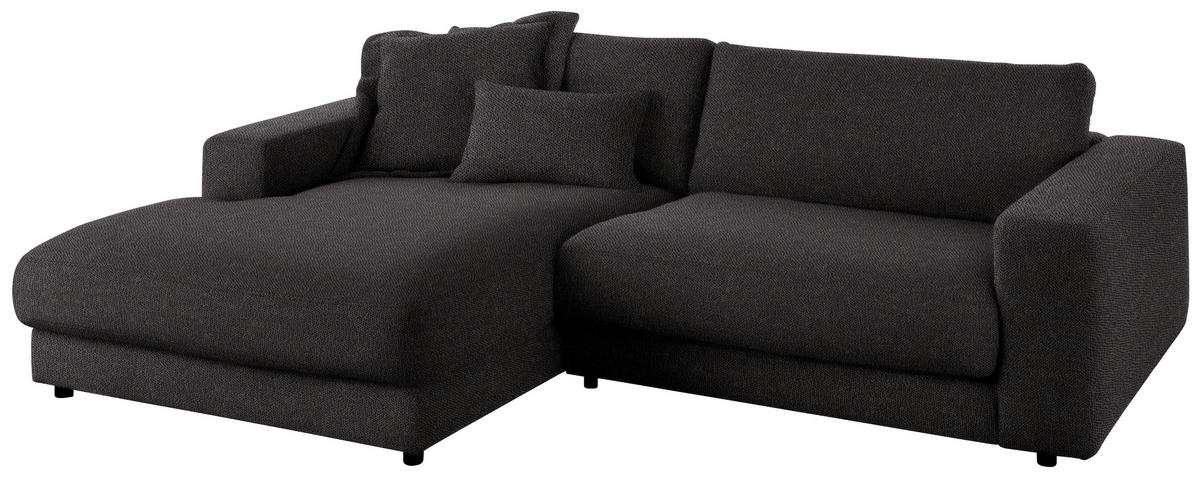 ECKSOFA in Flachgewebe Schwarz  - Schwarz, Design, Kunststoff/Textil (190/270cm) - Lomoco