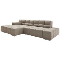 ECKSOFA Beige Flachgewebe, Leinenoptik  - Beige/Schwarz, Design, Textil/Metall (169/286cm) - Designwerk