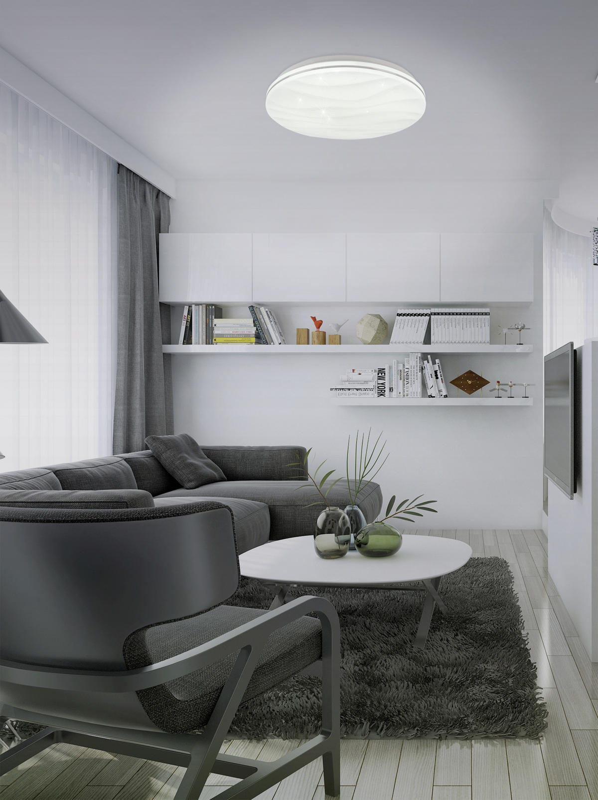 LED-DECKENLEUCHTE  Smart 38/6 cm   - Weiß, Basics, Kunststoff/Metall (38/6cm) - Näve