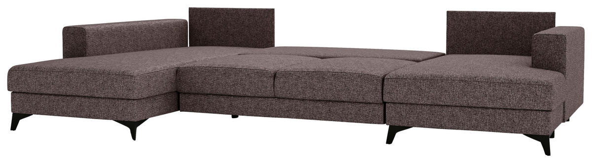 WOHNLANDSCHAFT in Flachgewebe Braun  - Schwarz/Braun, Design, Textil/Metall (190/339/156cm) - Livetastic