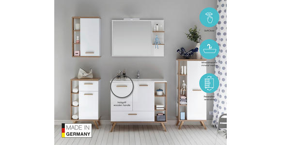 UNTERSCHRANK 50,5/89,5/33 cm   - Eichefarben/Weiß, KONVENTIONELL, Glas/Holzwerkstoff (50,5/89,5/33cm) - Xora