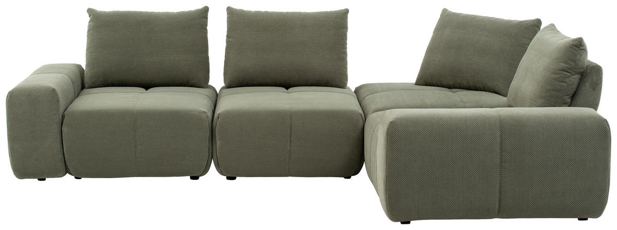 ECKSOFA in Velours Olivgrün  - Schwarz/Olivgrün, Design, Kunststoff/Textil (326/236cm) - Xora