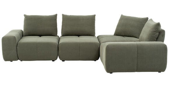 ECKSOFA in Velours Olivgrün 326/236 cm - Schwarz/Olivgrün, Design, Kunststoff/Textil (326/236cm) - Xora