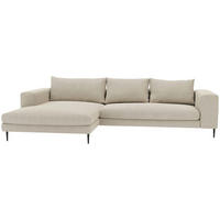 ECKSCHLAFSOFA in Struktur Beige  - Beige/Schwarz, Modern, Textil/Metall (295/170cm) - Trendmanufaktur