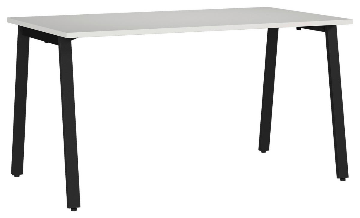 SCHREIBTISCH 140/80/75 cm, Schwarz, Hellgrau, in verschiedenen Holz-Dekoren erhältlich, justierbare Füße  - Hellgrau/Schwarz, MODERN, Holzwerkstoff/Metall (140/80/75cm) - Novel