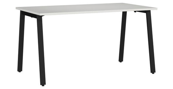 SCHREIBTISCH 140/80/75 cm, Schwarz, Hellgrau, in verschiedenen Holz-Dekoren erhältlich, justierbare Füße  - Hellgrau/Schwarz, MODERN, Holzwerkstoff/Metall (140/80/75cm) - Novel