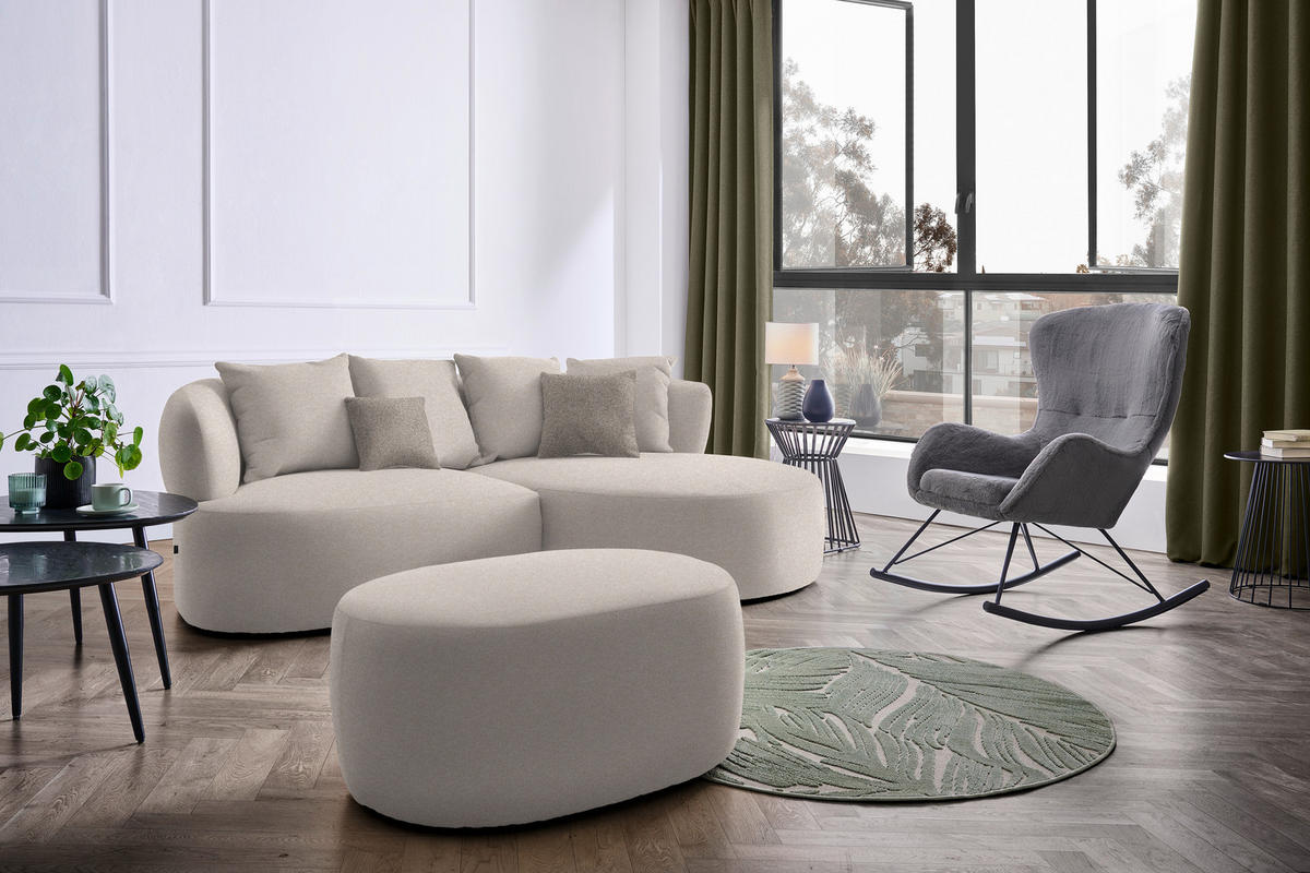 ECKSOFA in Plüsch Greige  235/166 cm  - Greige/Graubraun, MODERN, Kunststoff/Textil (235/166cm) - Hom`in