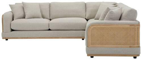ECKSOFA WIENER GEFLECHT Beige, Creme Flachgewebe  - Beige/Creme, LIFESTYLE, Holz/Kunststoff (294/294cm) - Livetastic