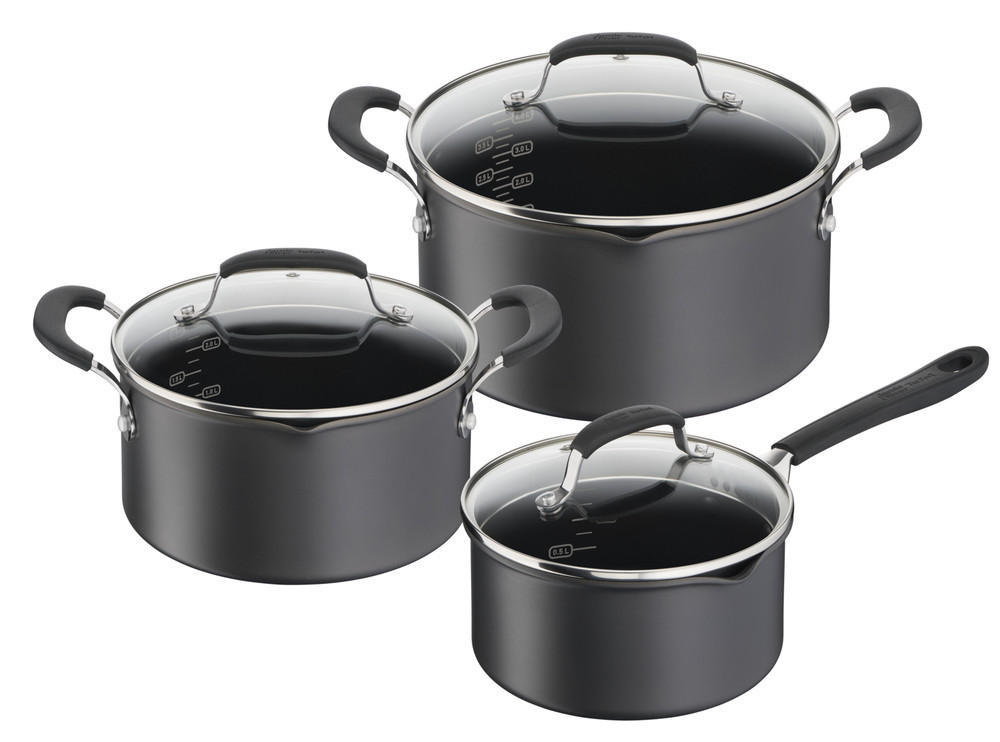 GRYT- OCH KASTRULLSET Intuition 6 delar  - stålfärgad/antracit, Design, metall/glas - Tefal