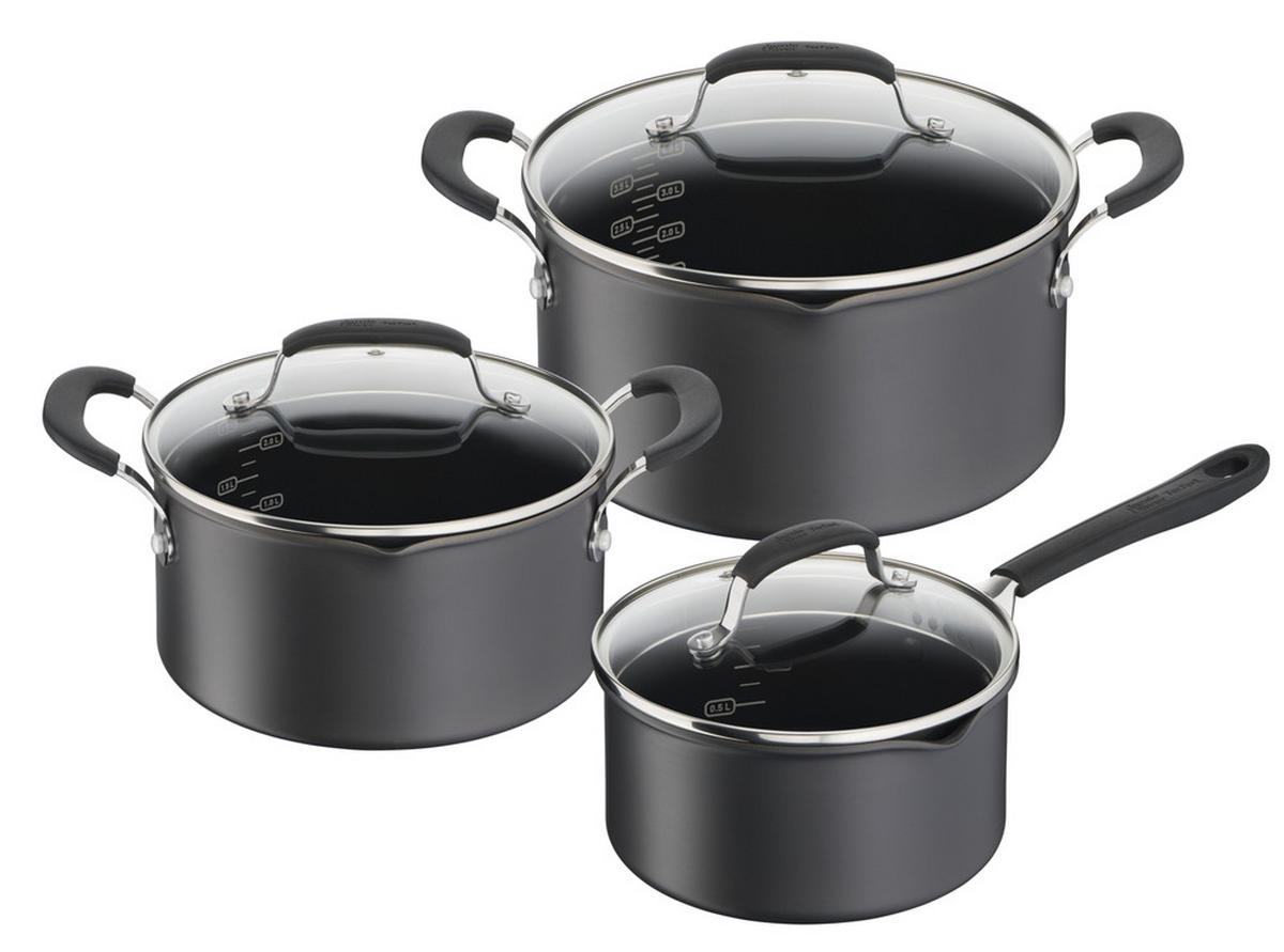 GRYT- OCH KASTRULLSET Intuition 6 delar  - stålfärgad/antracit, Design, metall/glas - Tefal