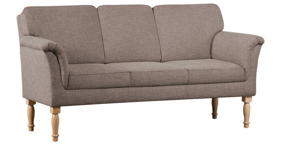 SOFA Flachgewebe Braun  - Naturfarben/Braun, ROMANTIK / LANDHAUS, Holz/Textil (186/96/80cm) - Cantus
