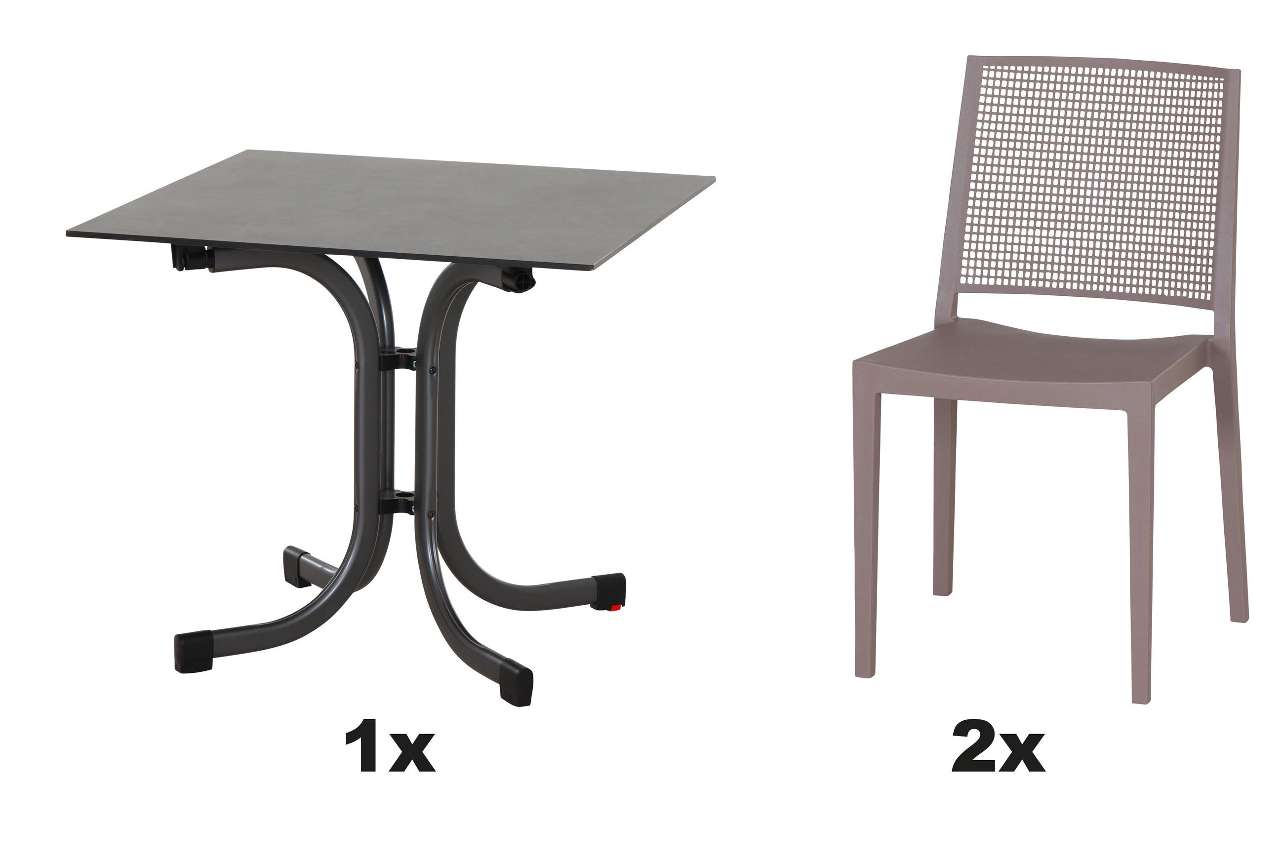 GARTENGARNITUR 3-teilig  - Taupe/Anthrazit, Basics, Holzwerkstoff/Kunststoff (80/80/80cm) - Siena Garden